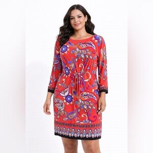 Ronni Nicole Women’s Multicolored Floral 3/4 Sleeve Sheath Dress Size 8